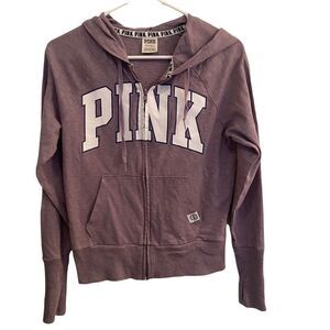 Pink Victoria Secret Lavender Hooded Sweat Full Zip Jacket Sz XS